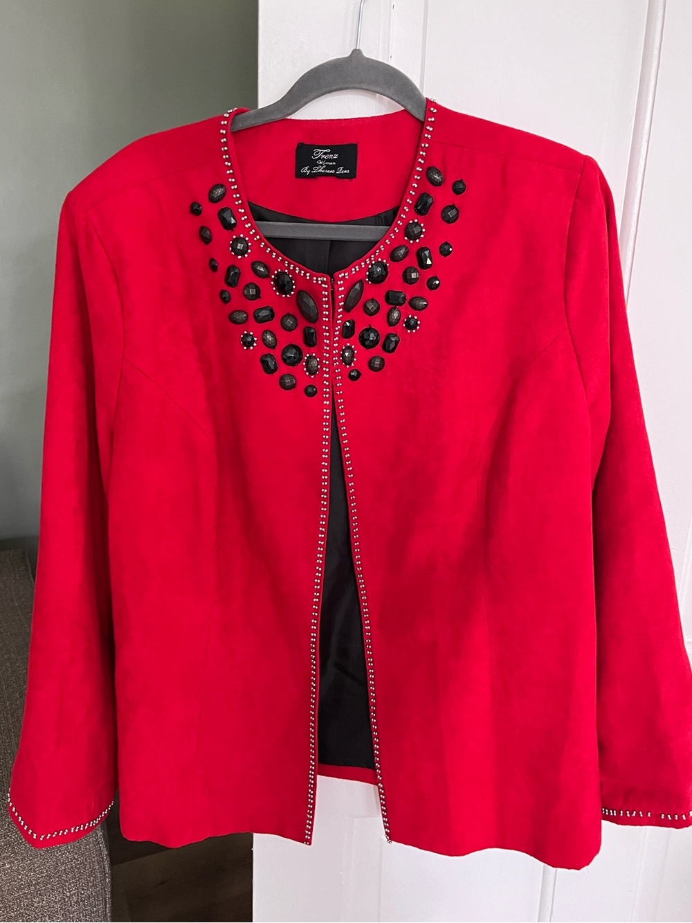 Vintage Jacket Red Bead Embellished size 1X